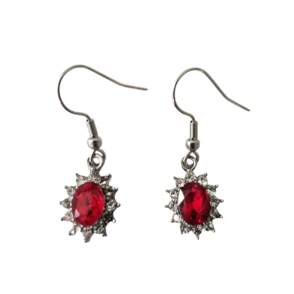Oval Rhinestone Earrings - Picture 1 of 4